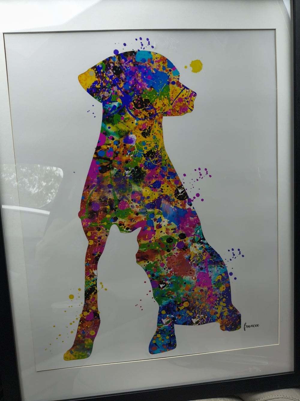 Framed Colorful Dog and Cat Silhouette Wall Art - Multicolor